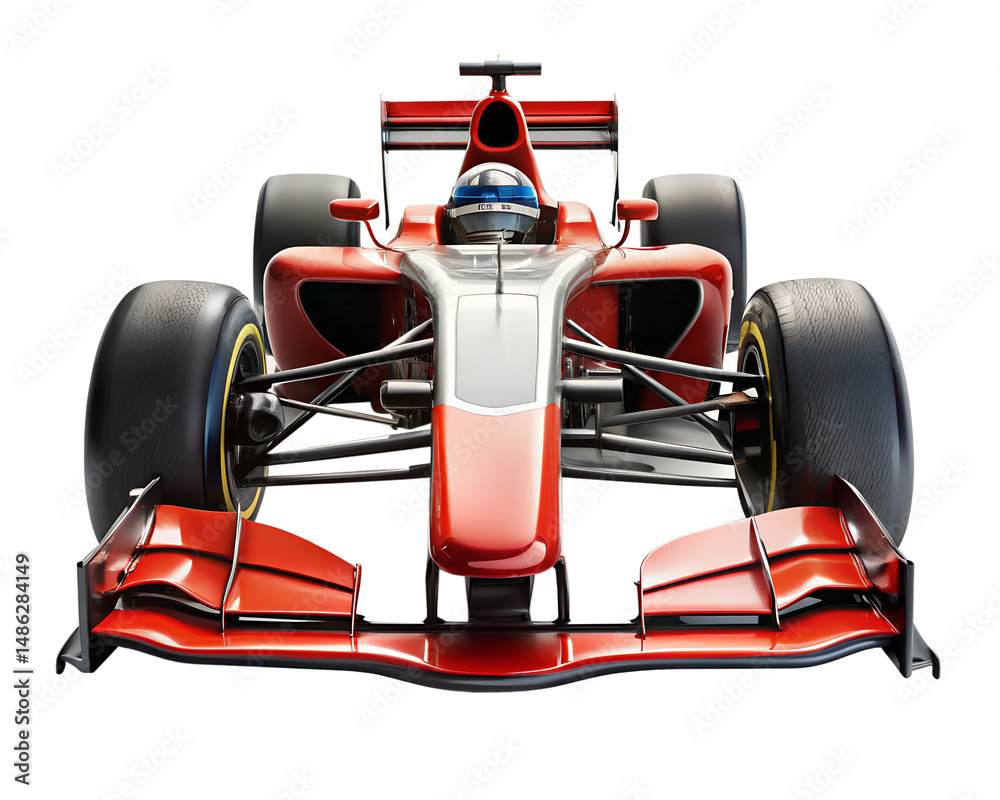 Naklejka premium racing car with racing flags isolated on white background. Transparent PNG Available with high definition quality Available.