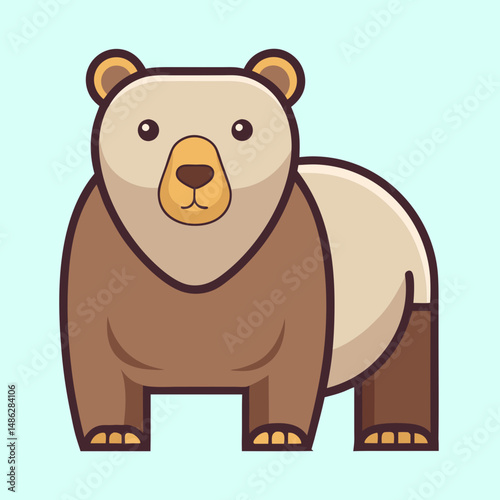 Cartoon Bear Illustration with Light Blue Background, Cute and Approachable Style