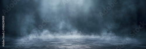 Atmospheric abstract background with smoky haze over a darkened floor creating a moody and mysterious scene for creative designs