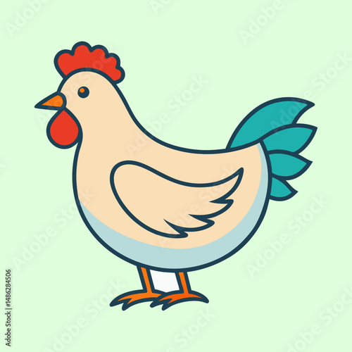 Illustration of a stylized rooster with a modern, minimal design aesthetic
