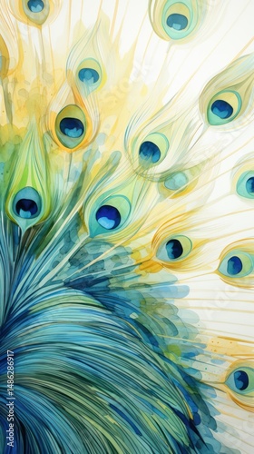Wallpaper Mural Peacock abstract painting pattern. Torontodigital.ca