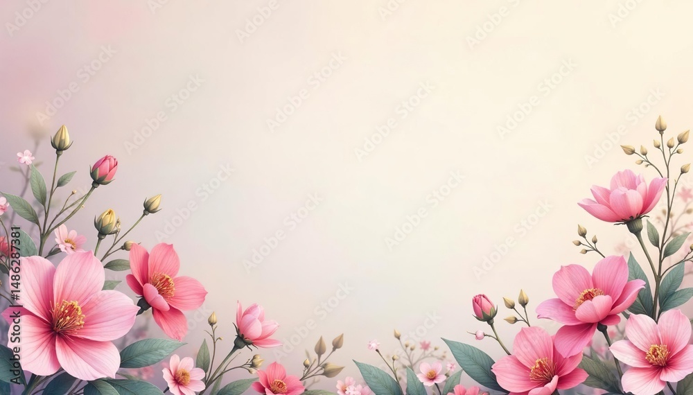 Naklejka premium Subtle floral motif, pastel hues on a soft backdrop, insta, design