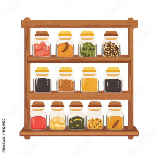 Spice Rack 2D flat vector illustration, isolated on a white background.