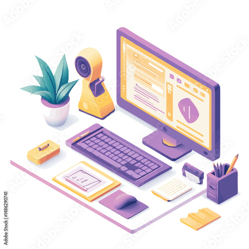 2D flat vector illustration of 3D Modeling Software, isolated on a white background.