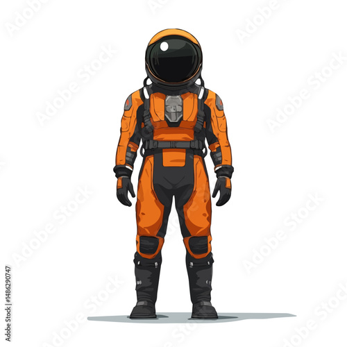 Space Suit 2D flat vector illustration, isolated on a white background.