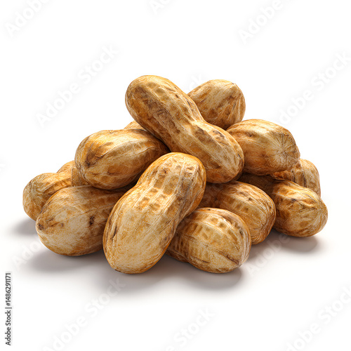 Pile of peanuts in shells healthy snack food photo