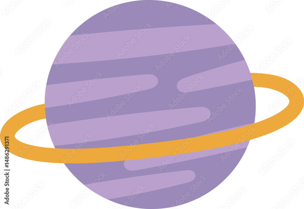 Fototapeta premium Purple Ringed Planet – Flat Vector Space Illustration