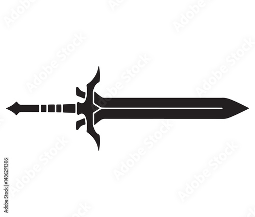 Vector illustration of an old sword. Iconic Sword Silhouettes.