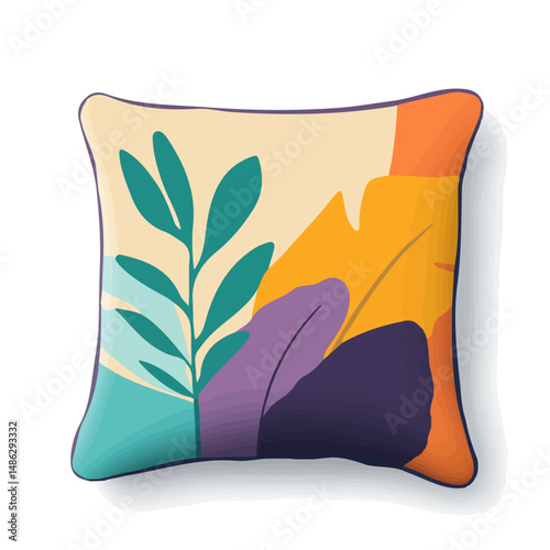 Throw Pillow 2D flat vector illustration, isolated on a white background.