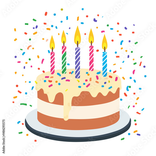 2D flat Birthday Confetti vector illustration, isolated on a white background.