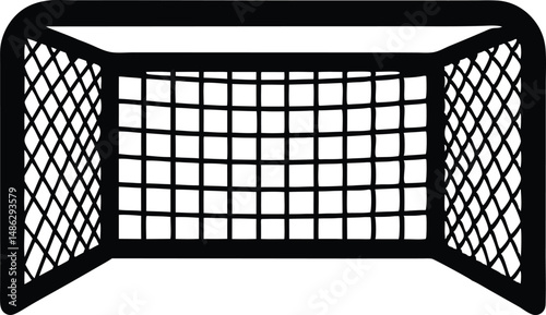 soccer goal net, football goal post silhouette vector illustration