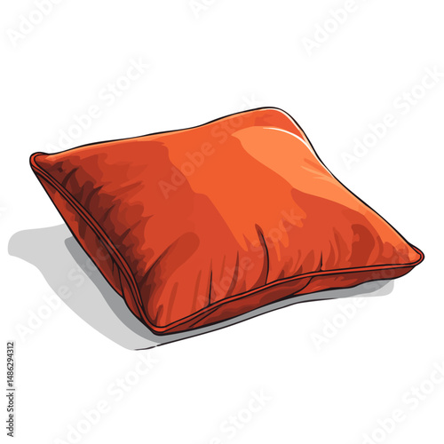 Velvet Cushion 2D flat vector illustration, isolated on a white background.