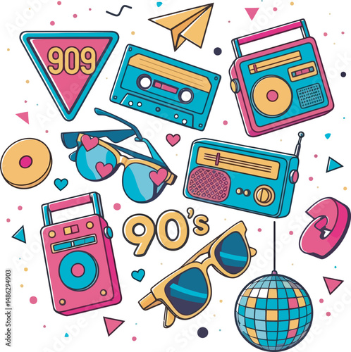 Art Collection 80s-90s Vector white color background
