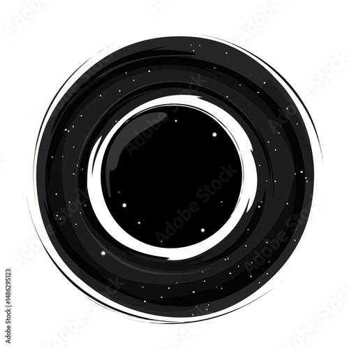 2D flat vector illustration of Black Hole, isolated on a white background.