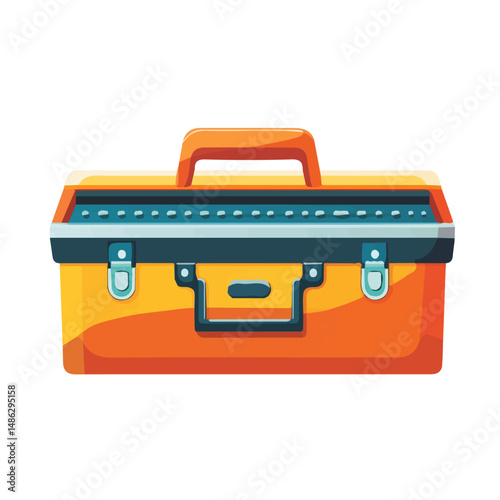 Toolbox 2D flat vector illustration, isolated on a white background.
