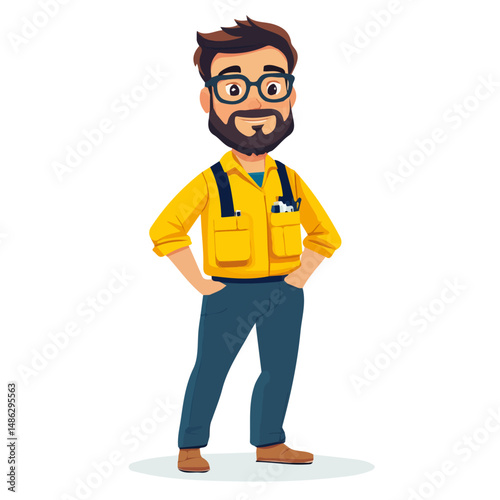 2D flat Software Developer vector illustration, isolated on a white background.