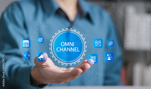 Quadro em tela Omni Channel concept, Marketing and sales strategies that integrate all communication channels and customer service