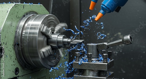 Automated lathe precision cutting shaping metal with precision engineering process