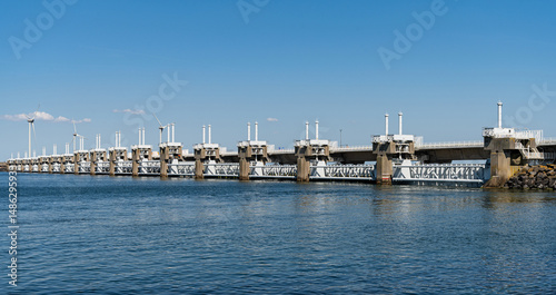 Eastern Scheldt storm surge barrier (The Osterscheldekering) in Vrouwenpolder, Province Zeeland, Netherlands