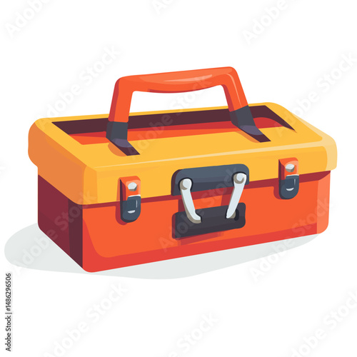 Toolbox 2D flat vector illustration, isolated on a white background.