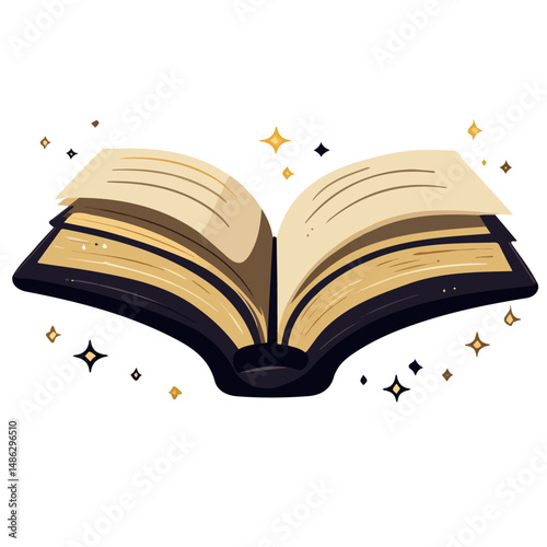 2D flat Spellbook Open vector illustration, isolated on a white background.