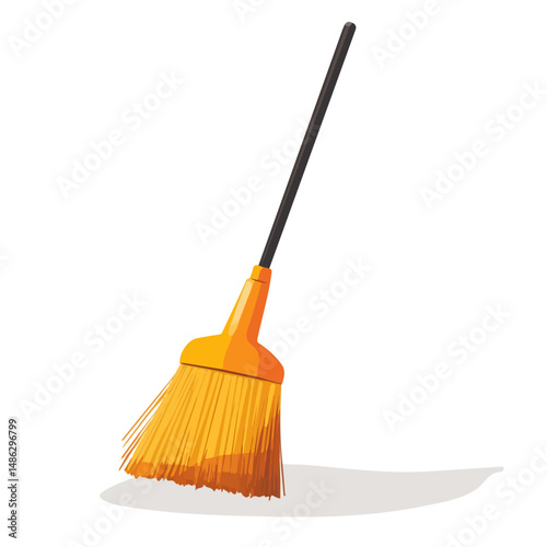 2D flat vector illustration of Sweeping Broom, isolated on a white background.