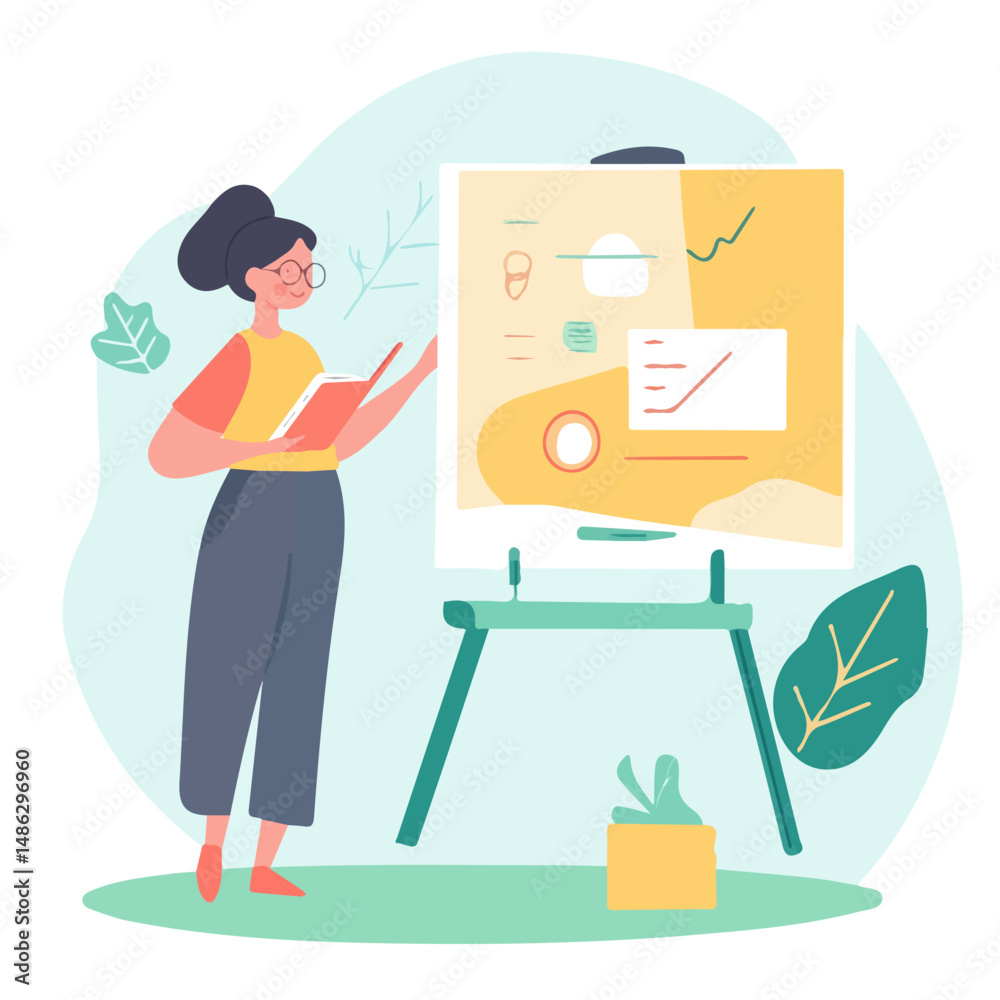 2D flat vector illustration of Teachers Lesson Plan, isolated on a white background. 2D flat vector illustration of Teachers Lesson Plan, isolated on a white background.