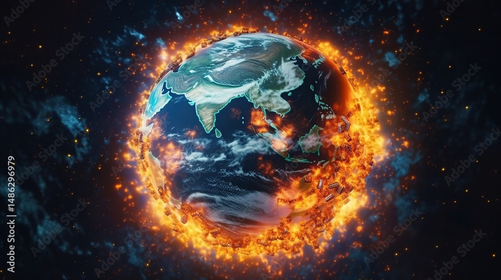 Obraz premium Connect Planet Earth, Global Warming Concept
