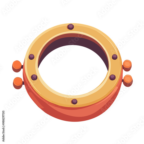 Tambourine 2D flat vector illustration, isolated on a white background.