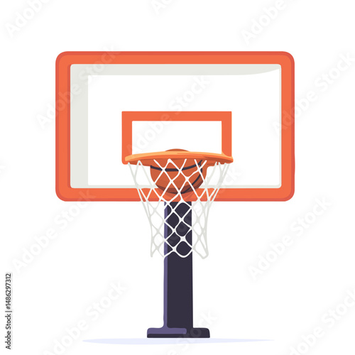 2D flat vector illustration of Basketball Hoop, isolated on a white background.