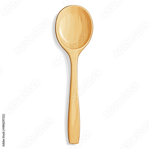 Wooden Spoon 2D flat vector illustration, isolated on a white background.