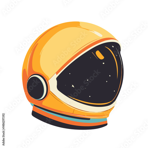 2D flat Space Helmet vector illustration, isolated on a white background.