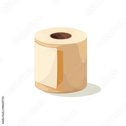 2D flat vector illustration of Toilet Paper Roll, isolated on a white background.