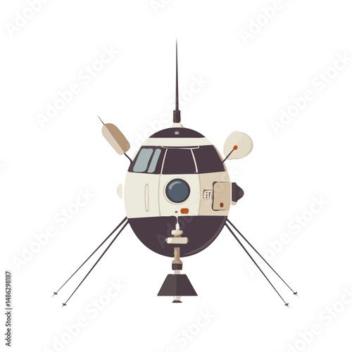 Space Probe 2D flat vector illustration, isolated on a white background.