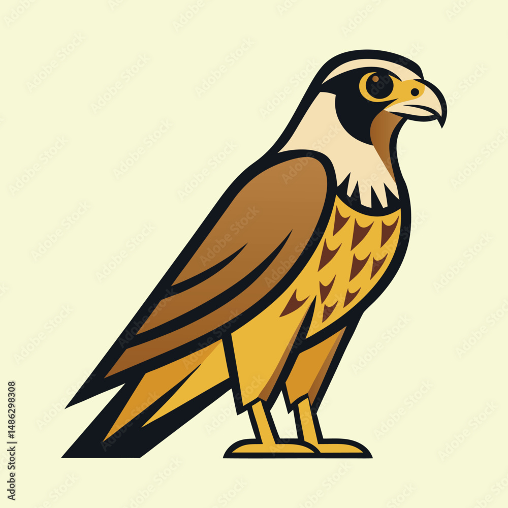 Obraz premium Stylized illustration of a majestic falcon in shades of brown and yellow