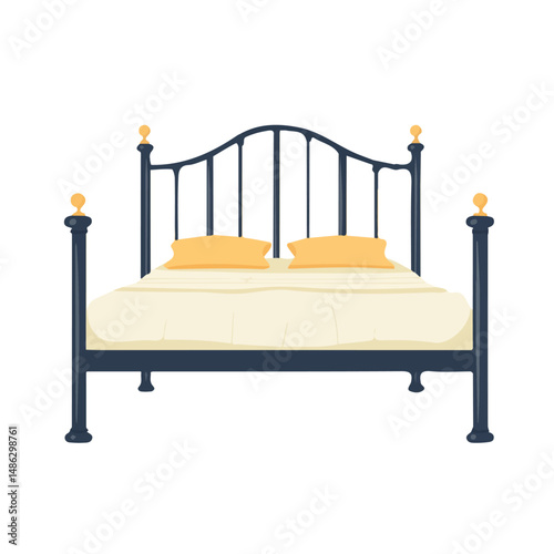 2D flat vector illustration of Bed Frame, isolated on a white background.