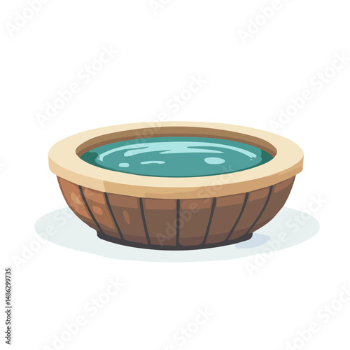 Water Trough 2D flat vector illustration, isolated on a white background.