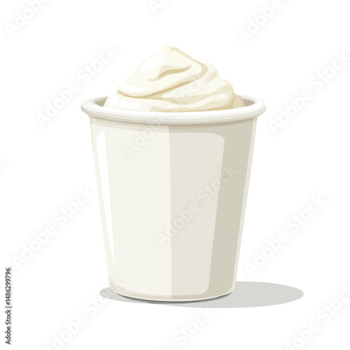 2D flat vector illustration of Yogurt Cup, isolated on a white background.