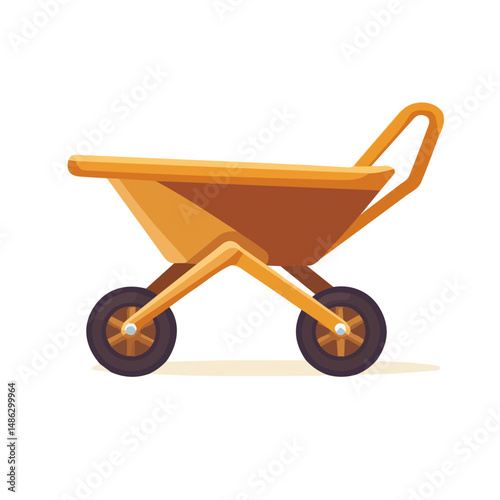 2D flat Wheelbarrow vector illustration, isolated on a white background.