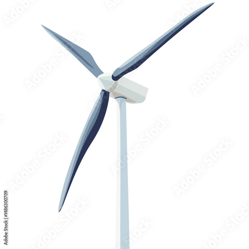 2D flat vector illustration of Wind Turbine, isolated on a white background.