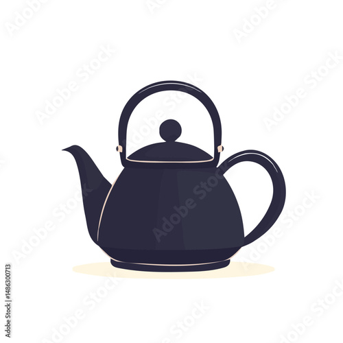 Tea Kettle 2D flat vector illustration, isolated on a white background.