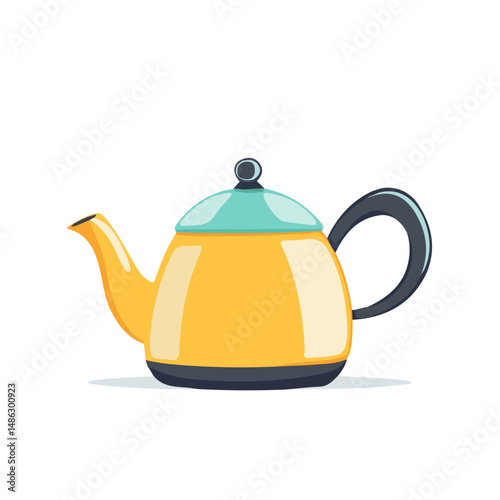 Tea Kettle 2D flat vector illustration, isolated on a white background.