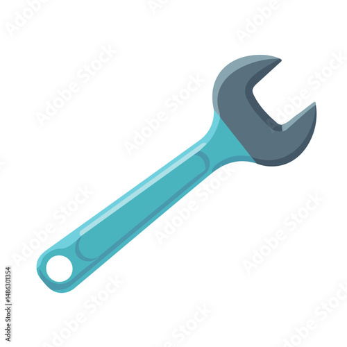 2D flat vector illustration of Wrench, isolated on a white background.