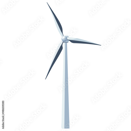 2D flat vector illustration of Wind Turbine, isolated on a white background.