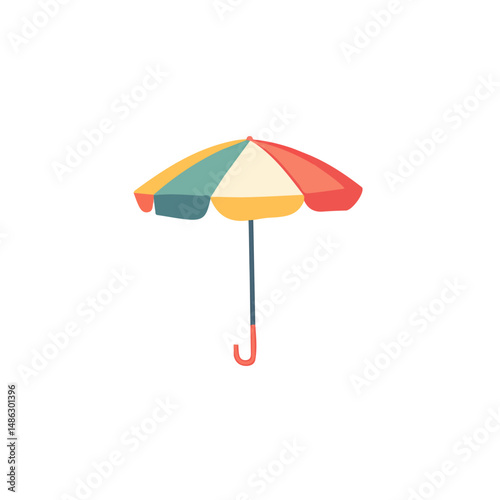 Beach Umbrella 2D flat vector illustration, isolated on a white background.