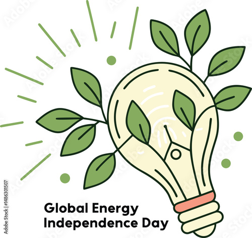 Renewable energy and nature harmony illustration: A symbolic representation of Global Energy Independence Day.