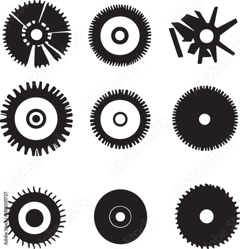 Black and White Gears Vector Graphics Illustration Machinery Design