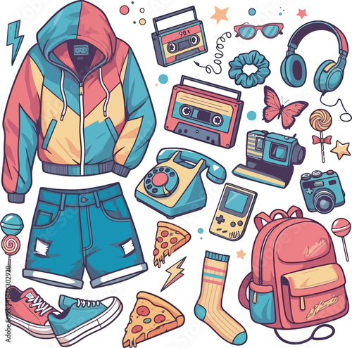 Art Collection 80s-90s Vector white color background