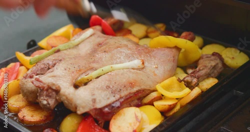 close-up barbecue poultry