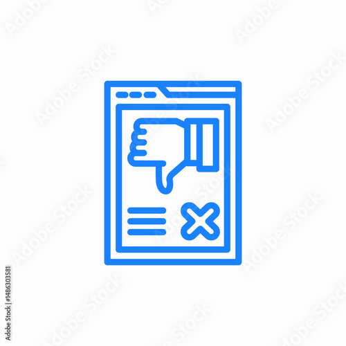 negative review or dislike on website or app icon sign vector